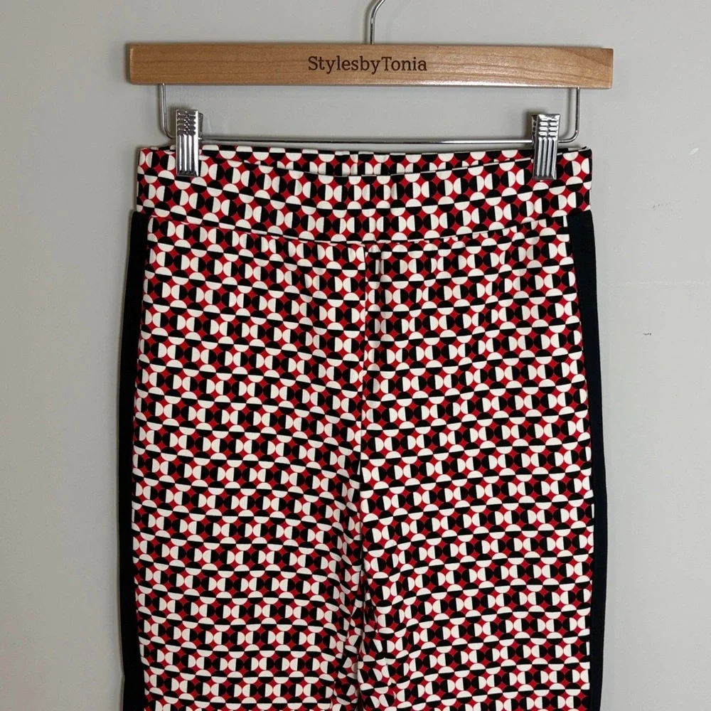 Anthropologie Maeve The Margot Kick Flare Pants Red Geometric Pull On Sz XS - Picture 6 of 15